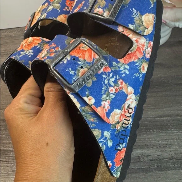 Birkenstock Papillio Blue Floral Softbed Sandals Womens 38/US7-7.5 - Picture 6 of 9